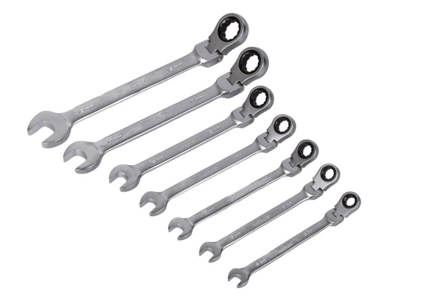 Sada račňových očkoplochých flexibilných kľúčov 7 ks, 8 - 19 mm - HT192504