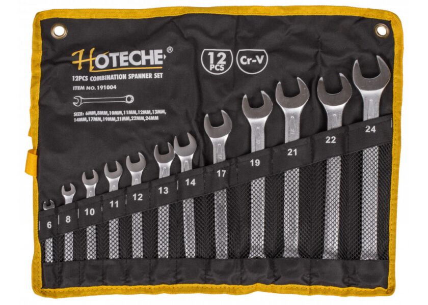 Sada očkoplochých kľúčov, 12 ks v zrolovateľnom púzdre - HT191004