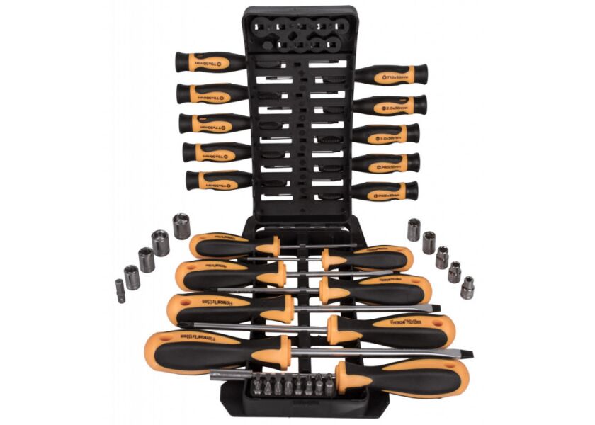 Sada skrutkovačov v plastovom držiaku, magnetické, 44 dielov - HT241344