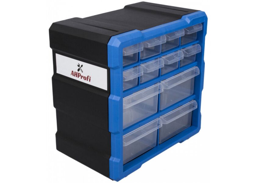 Plastový organizér / box na skrutky, 12 zásuviek - MW1507