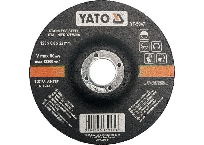 Kotúč na kov 125 x 22 x 6,8 mm vypuklý brúsny INOX - YT-5947