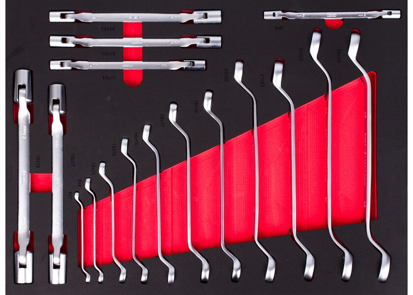 Sada obojstranných kľúčov vo výplni do dielenského vozíka, 17 ks - AH12449-SK