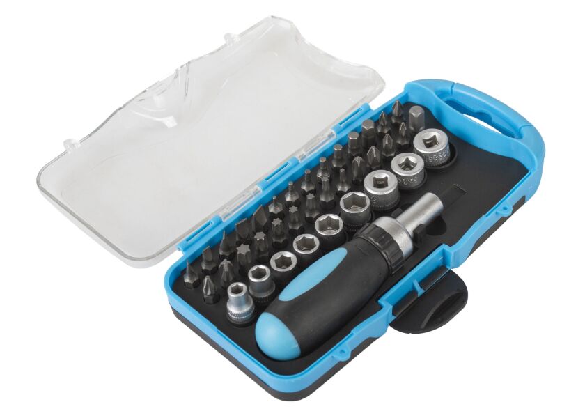 Sada bitov s račňovým skrutkovačom, 38 ks - AH143802