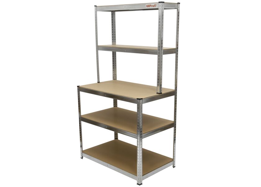 Policový regál s pracovnou plochou, 1000 x 600 x 1800 mm - AH3004