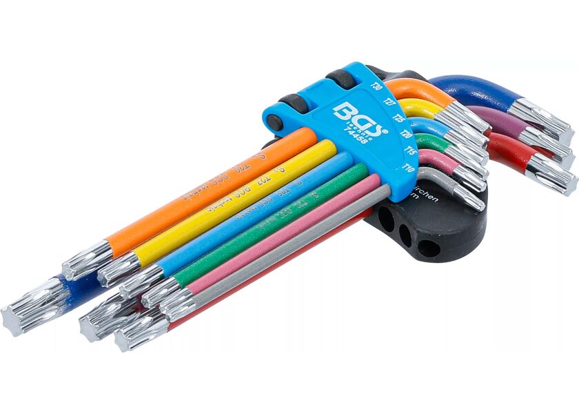 Sada Torx skrutkovačov, zahnuté, farebné, 9 ks - B74458