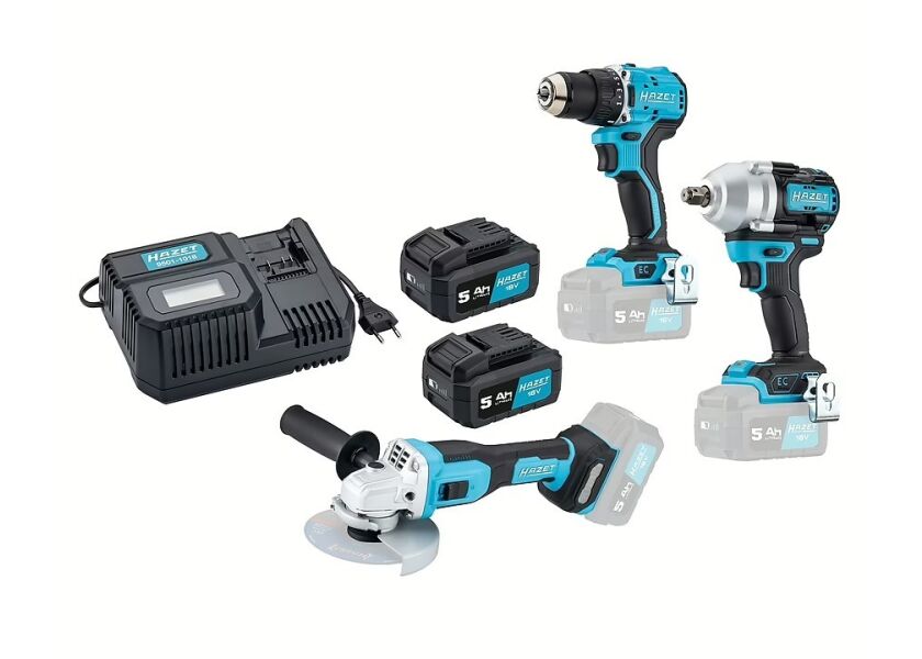 Aku vŕtačka, ráz.uťahovák, uhl.brúska, 2 batérie + nabíjačka - HA265190