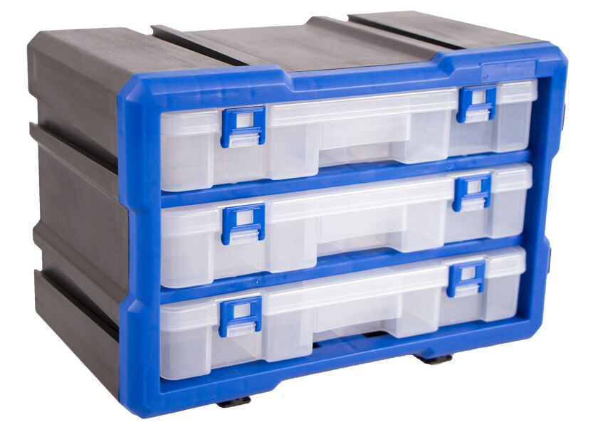Plastový organizér, 3 uzavierateľné boxy - MW1803