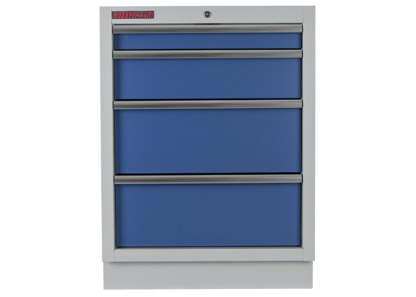 Celokovová dielenská skrinka PROFI BLUE, 4 šuflíky 680x458x910 mm - MTGC1304