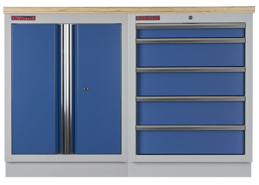 Zostava kvalitných PROFI BLUE dielenských skriniek s pracovnou doskou - MTGS1300BAL08
