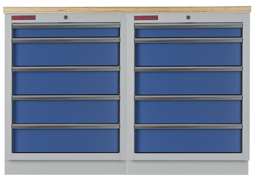 Zostava kvalitných PROFI BLUE dielenských skriniek s pracovnou doskou - MTGS1300BAL11