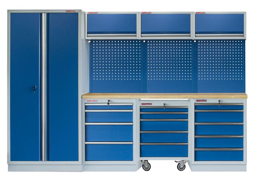 Zostava PROFI BLUE dielenského nábytku s pojazdným vozíkom 7ks - MTGS1300VZ