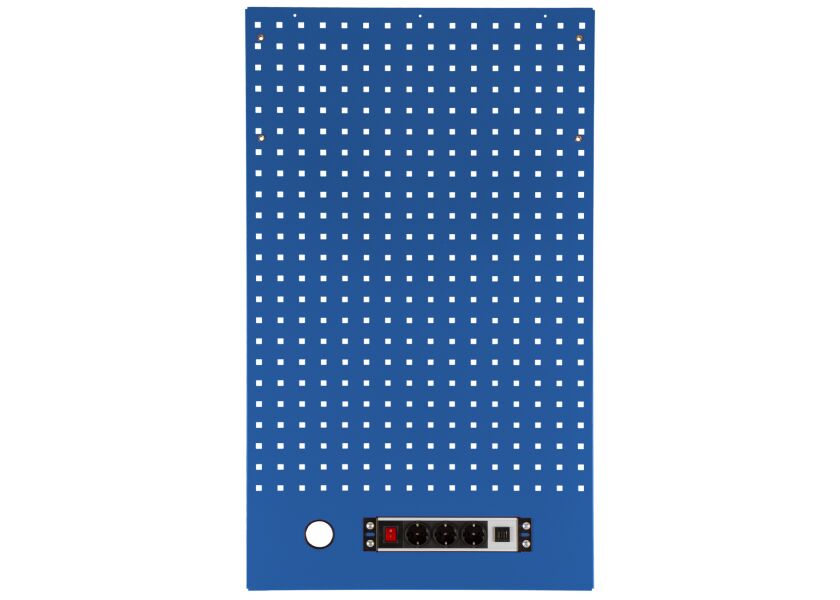 Dierovaná závesná doska s el. zásuvkou 614,5x1052x24 mm PROFI BLUE - MWGB1324K