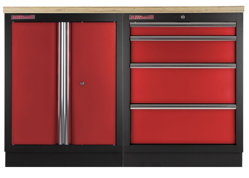 Zostava kvalitných PROFI RED dielenských skriniek s pracovnou doskou - RTGS1300BAL07