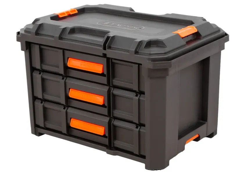 Vodotesný plastový box na náradie Tactix LOAD UP, 3 zásuvky - TC320423