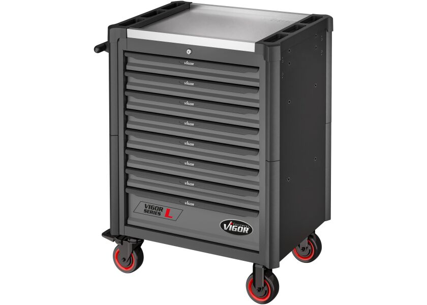 Dielenský vozík na náradie VIGOR s 8 zásuvkami, šedý - V1901-X