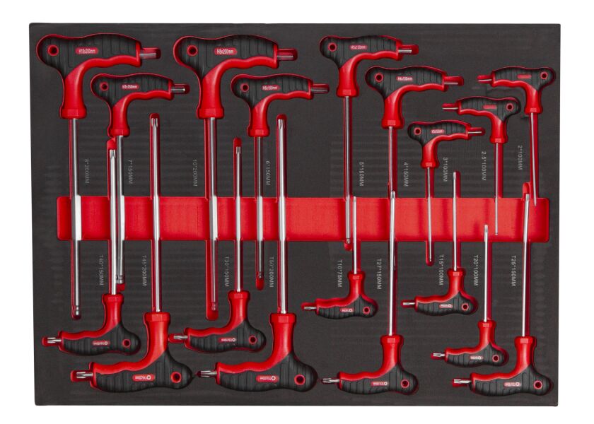 Sada T kľúčov vo výplni do dielenského vozíka, 18 ks - VV017TK01