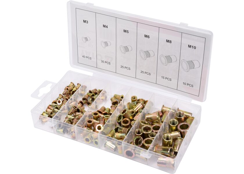 Oceľové nitovacie matice M3 - M10, 150 ks - YT-36481