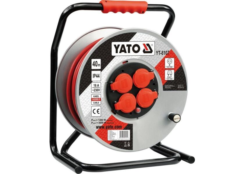 Predlžovací kábel na bubne 40 m, IP44 - YT-8107