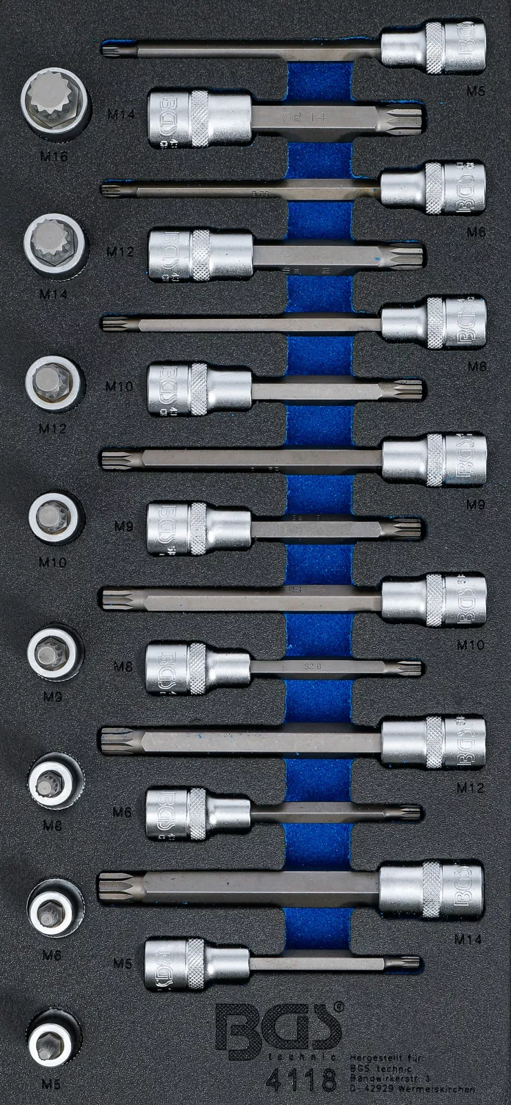 E-shop Sada nástrčných kľúčov v penovej výplni, tisícihran XZN, 1/2", 22 ks - B4118