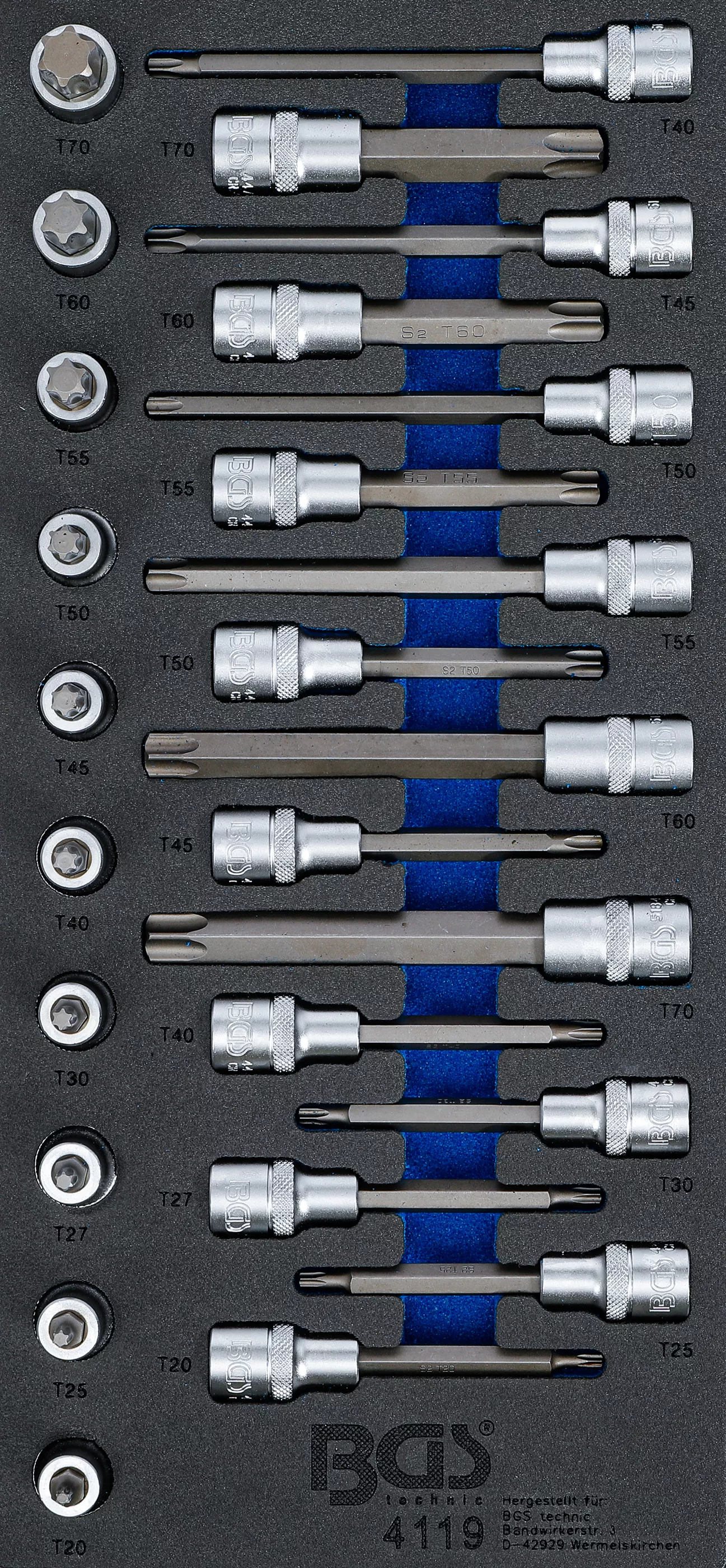 E-shop Sada nástrčných kľúčov v penovej výplni, Torx, 1/2", 26 ks - B4119