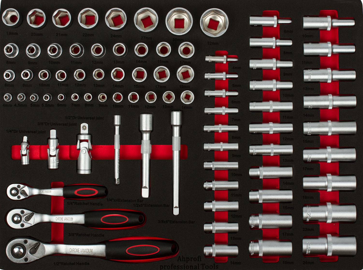 Gola sada 1/2", 1/4", 3/8" - 80 dielov