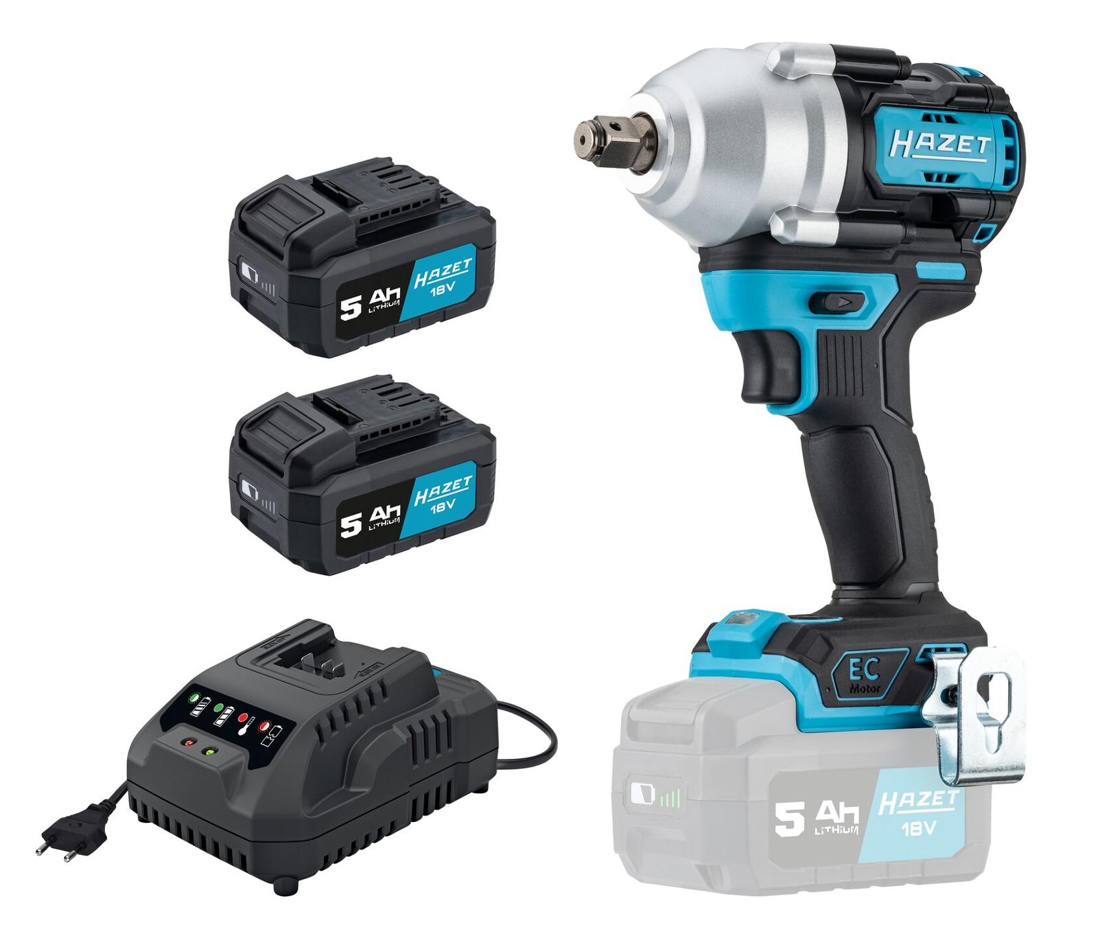 E-shop Aku rázový uťahovák 950 Nm, 1,2", 2 akumulátory + rýchlonabíjačka, Hazet