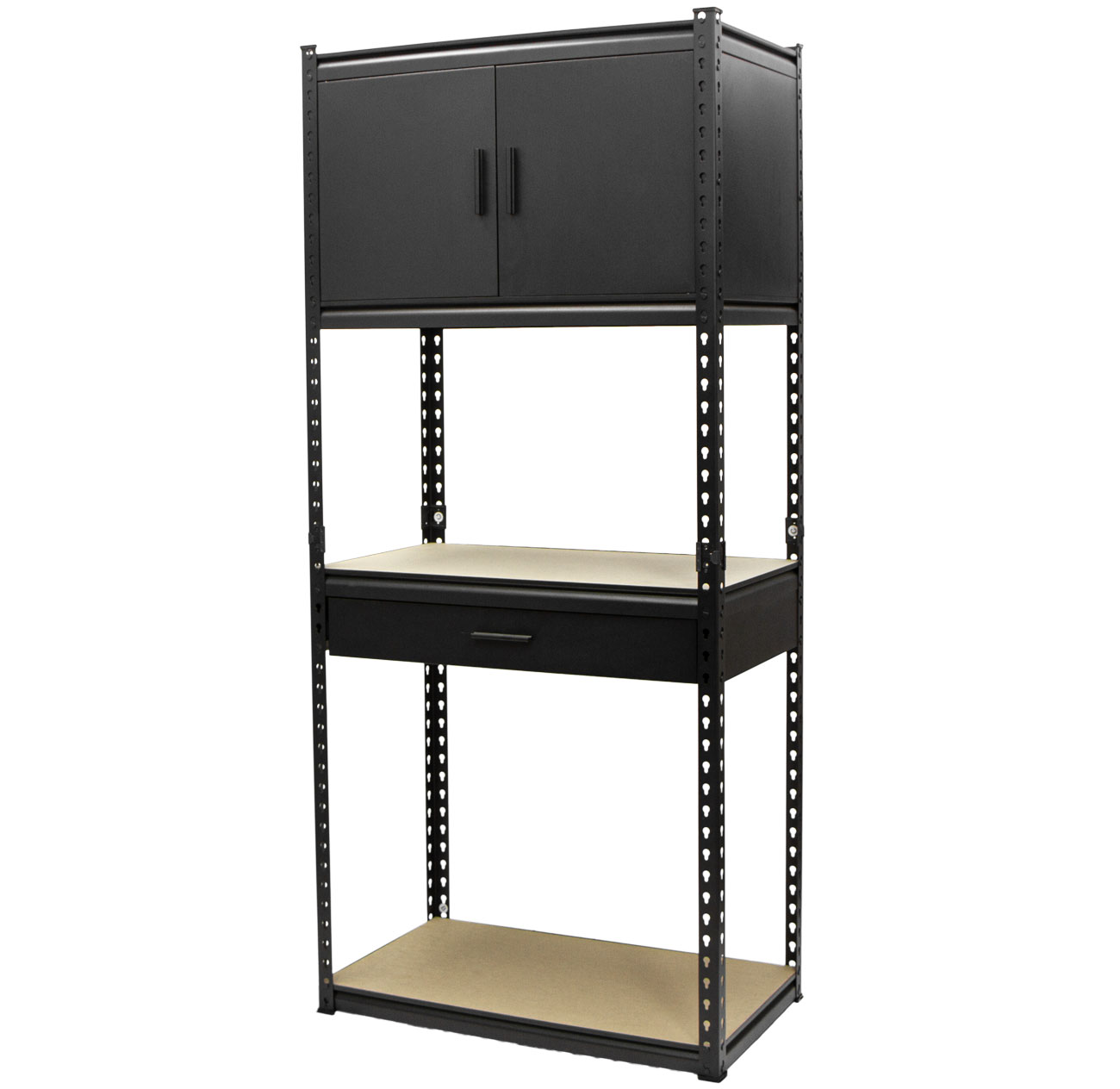 Policový regál AH034E so skrinkou a zásuvkou Policový regál AH034E so skrinkou a zásuvkou