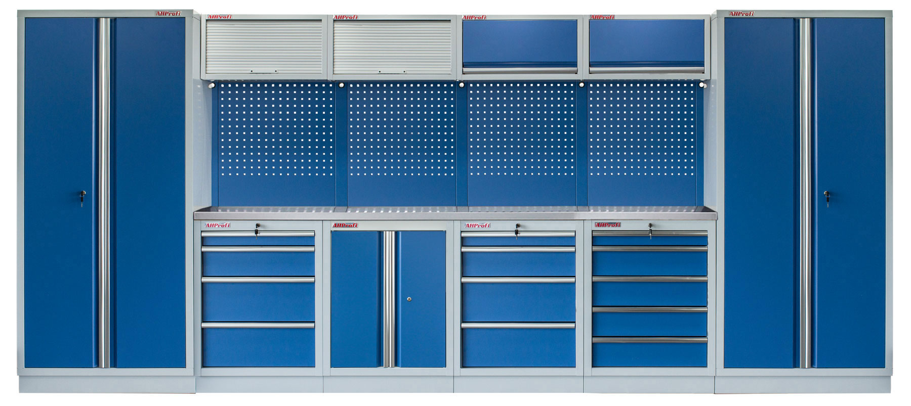 E-shop Kvalitný PROFI BLUE dielenský nábytok - 4535 x 2000 x 495 mm - MTGS1300A11