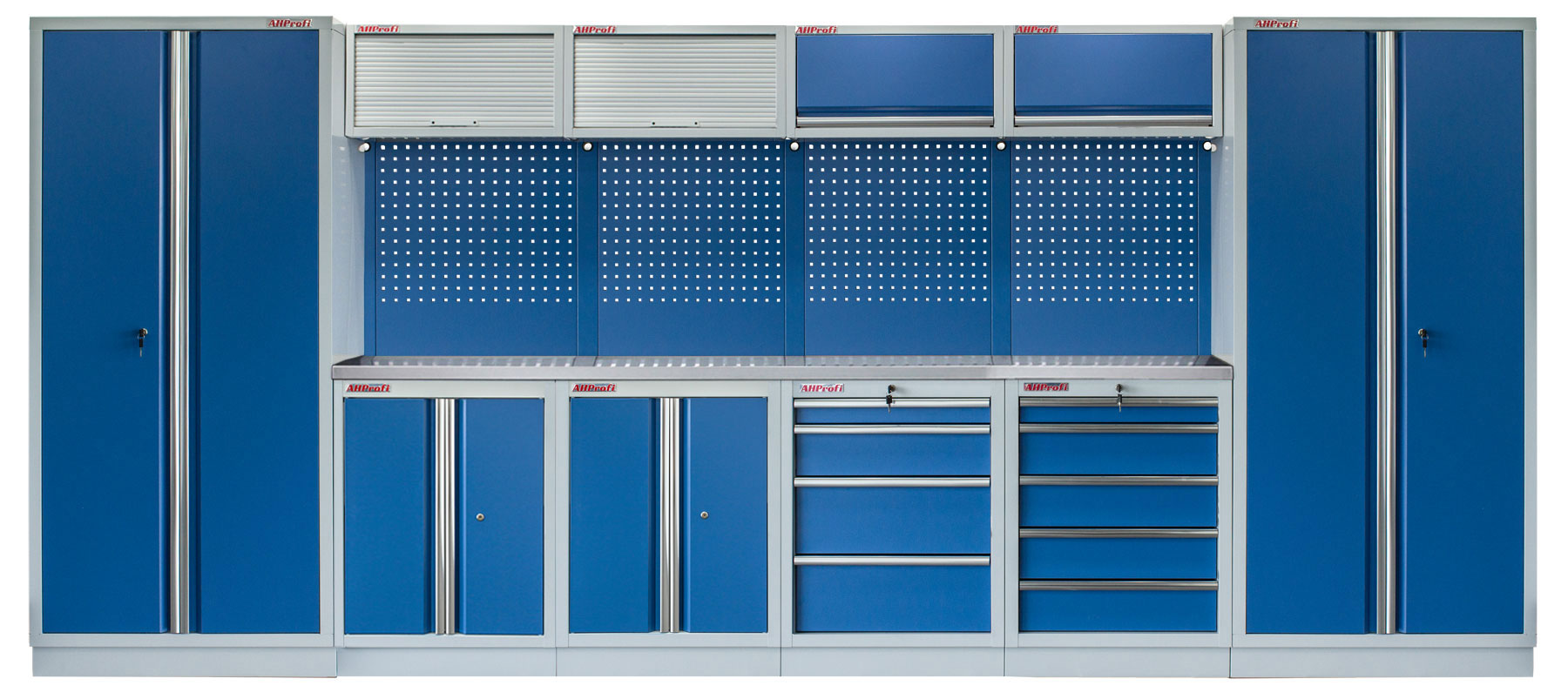E-shop Kvalitný PROFI BLUE dielenský nábytok - 4535 x 2000 x 495 mm - MTGS1300BB1