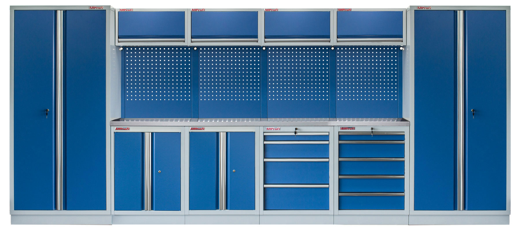 E-shop Kvalitný PROFI BLUE dielenský nábytok - 4535 x 495 x 2000 mm - MTGS1300BB2
