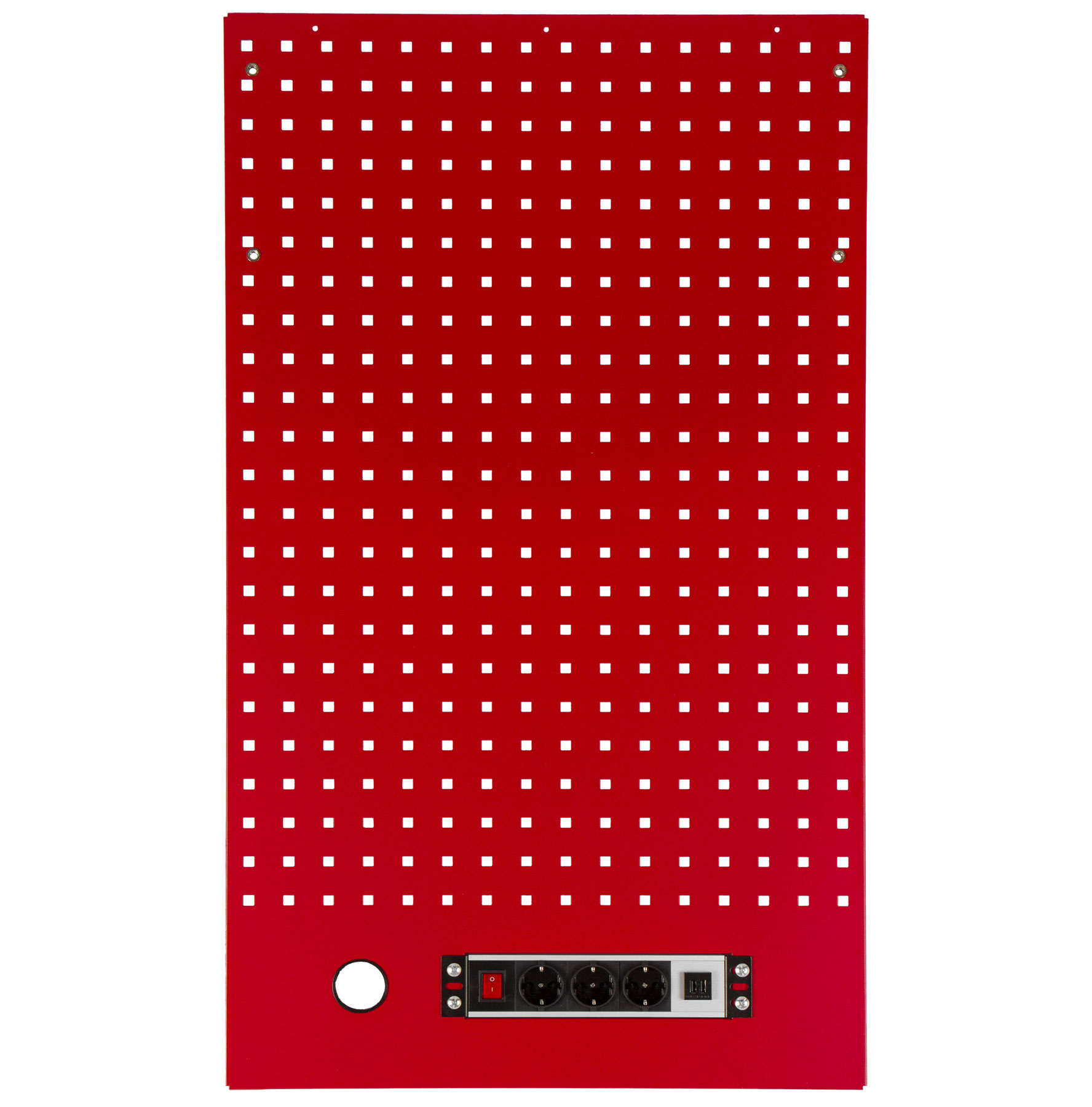 E-shop Dierovaná závesná doska s el. zásuvkou 614,5x1052x24 mm PROFI RED - RWGB1324K
