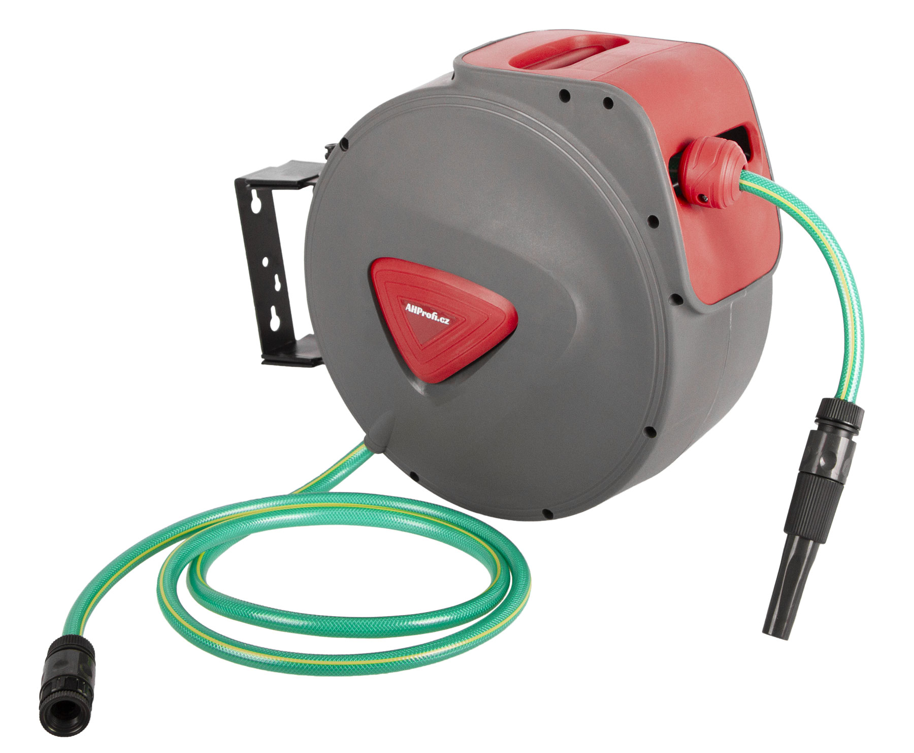 Samonavíjacia vysokotlaková záhradná hadica XBWB02 Samonavíjacia vysokotlaková záhradná hadica 20m XBWB02 – ľavý bok