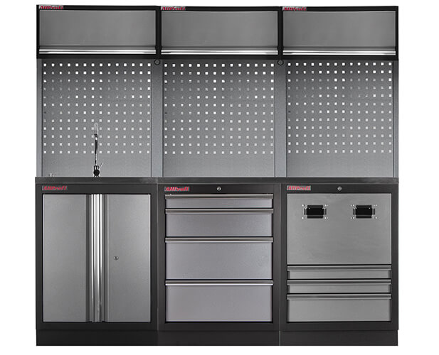 Zostava 14 ks dielenského nábytku PROFI GREY s nerezovou pracovnou doskou Zostava 14 ks dielenského nábytku PROFI GREY s nerezovou pracovnou doskou