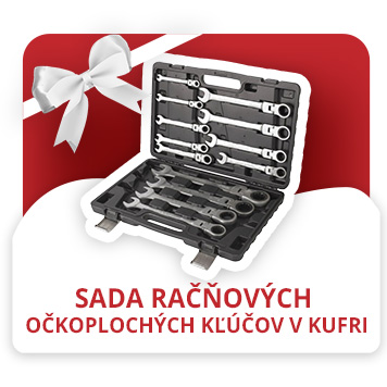Sada ráčnových očkoplochých kľúčov v kufri